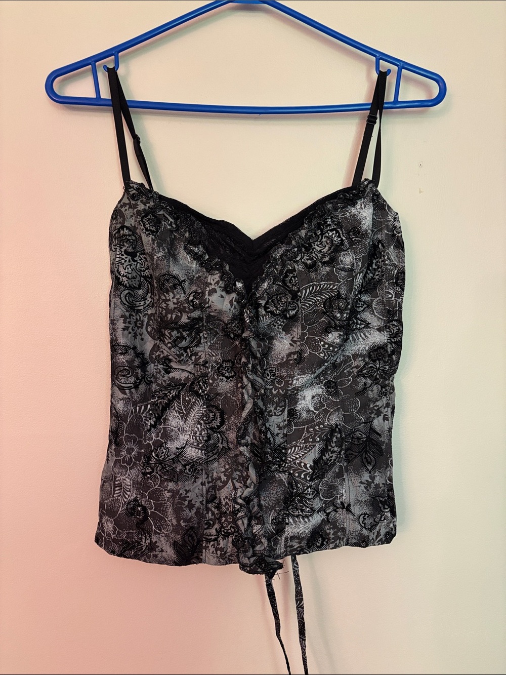 Y2K Whimsigoth corset top with velvet accents and sheer bust